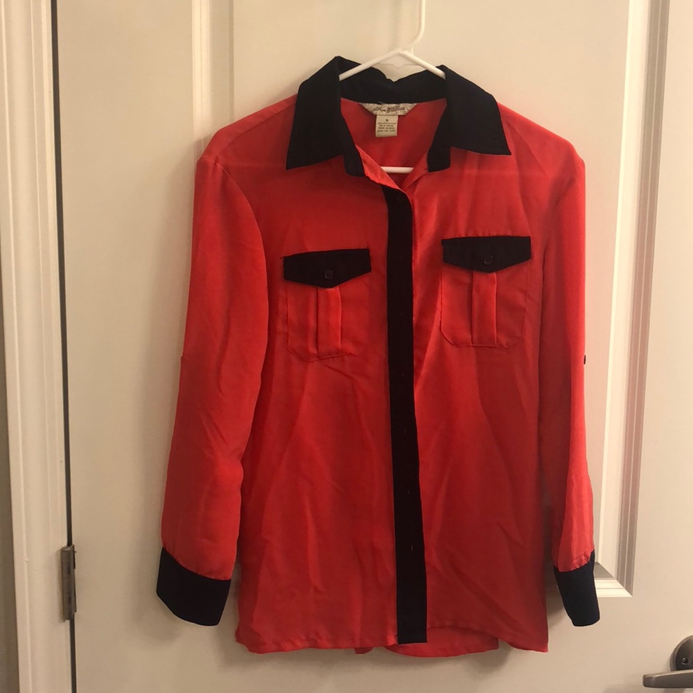 Salmon/Navy blouse